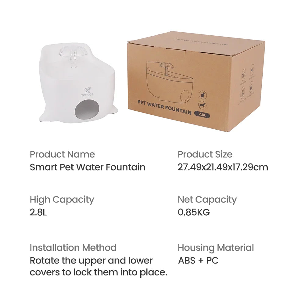 Keep your pet hydrated with this Smart Automatic Water Fountain. Its circulating flow, UV disinfection, and multi‑filter system provide clean, fresh water, encouraging cats and dogs to drink more and stay healthy every day