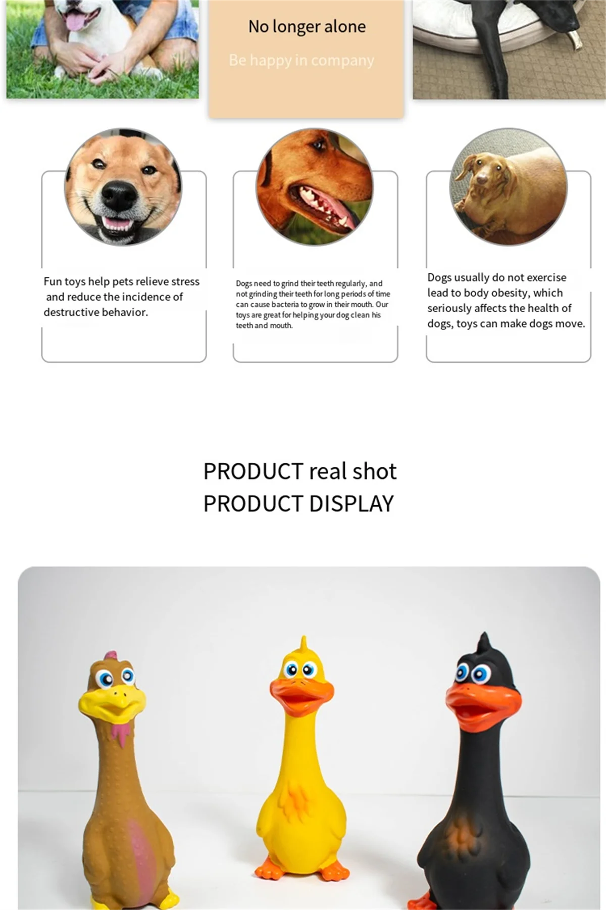 Pets Dog Toys Screaming Chicken Squeeze Sound Toy Rubber Duck Squeaky Chew Bite Resistant Toy Puppy Training Interactive