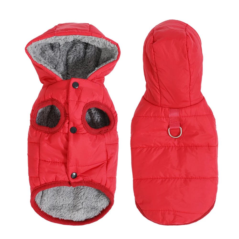 Keep your pet warm, dry and comfortable all winter. This thick, waterproof hooded jacket features soft fleece lining for cosy warmth, perfect for small and medium dogs or cats. Ideal for chilly walks and cold days.