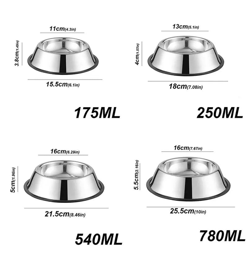 Keep your pet’s meals clean and stable with this Stainless Steel Pet Bowl. Durable, skidproof and anti‑ant, it offers safe feeding for dogs and cats, with six size options for perfect comfort at every meal.