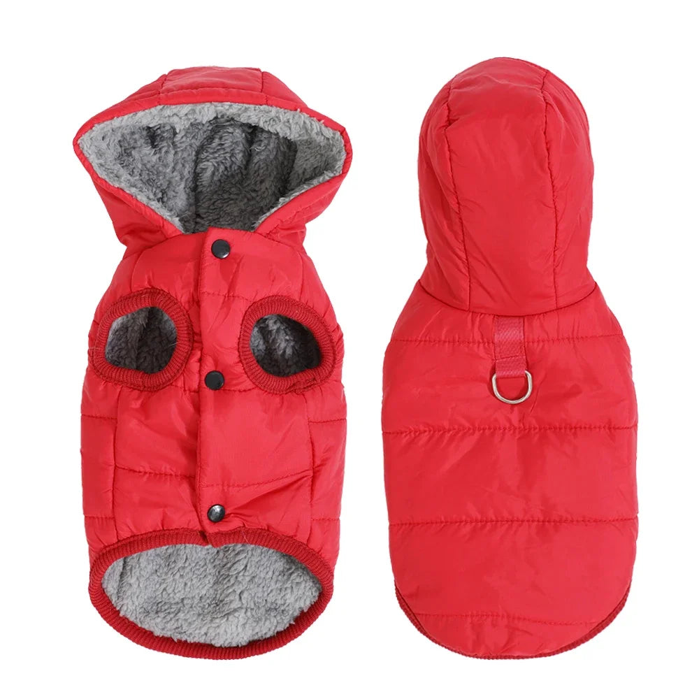 Keep your pet warm, dry and comfortable all winter. This thick, waterproof hooded jacket features soft fleece lining for cosy warmth, perfect for small and medium dogs or cats. Ideal for chilly walks and cold days.