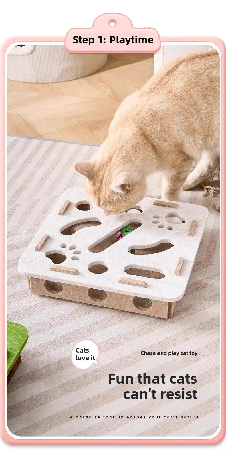 Awaken the hunter in your cat with affection. 🐈‍⬛ This cuddly felt puzzle stimulates mind and body, ensuring your cat never feels alone. Safe and stylish fun for your home. Give your feline the joy they deserve. Order yours now!