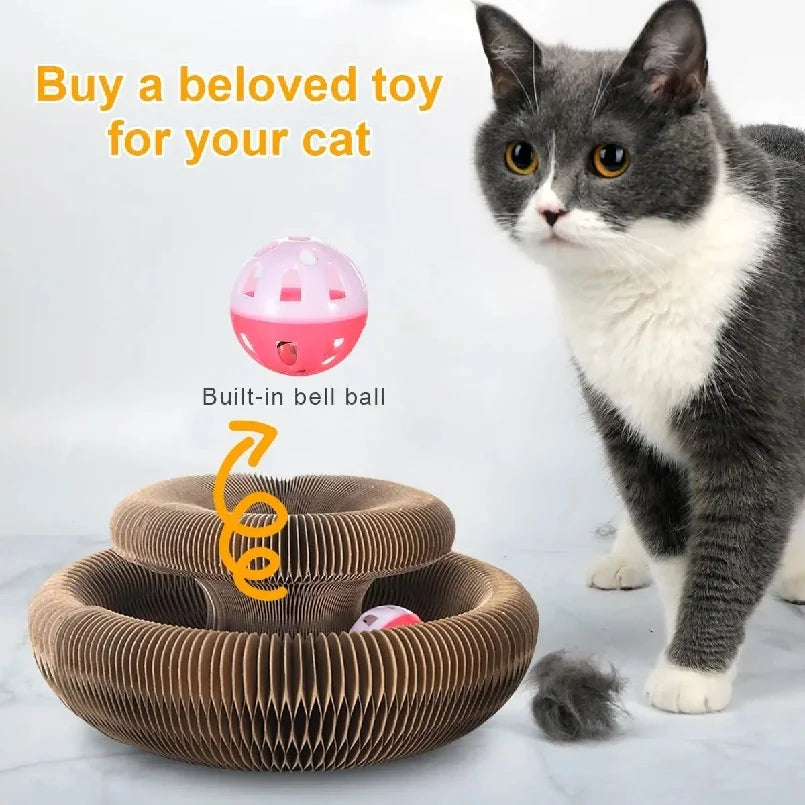 Bring fun and comfort to your cat with this Foldable Magic Organ Scratching Board. Made of durable, recyclable cardboard, it satisfies scratching instincts, offers a cozy rest spot, and keeps playtime interactive and engaging every day.