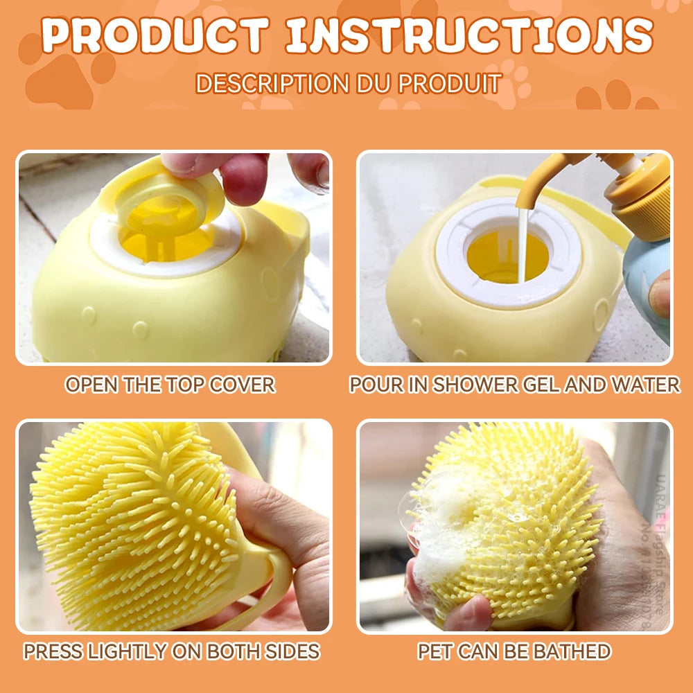 Turn bath time into a moment of pure bonding. This soft silicone brush gently massages your pet while the built-in dispenser ensures a deep, soothing clean. Give them the spa treatment they love and keep their coat shining with every gentle stroke. 🐾✨