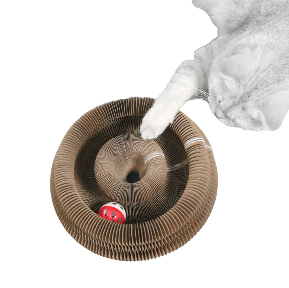 Bring fun and comfort to your cat with this Foldable Magic Organ Scratching Board. Made of durable, recyclable cardboard, it satisfies scratching instincts, offers a cozy rest spot, and keeps playtime interactive and engaging every day.