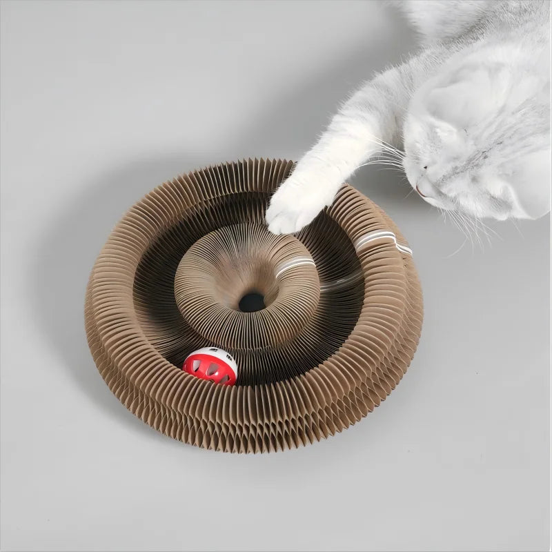 Bring fun and comfort to your cat with this Foldable Magic Organ Scratching Board. Made of durable, recyclable cardboard, it satisfies scratching instincts, offers a cozy rest spot, and keeps playtime interactive and engaging every day.