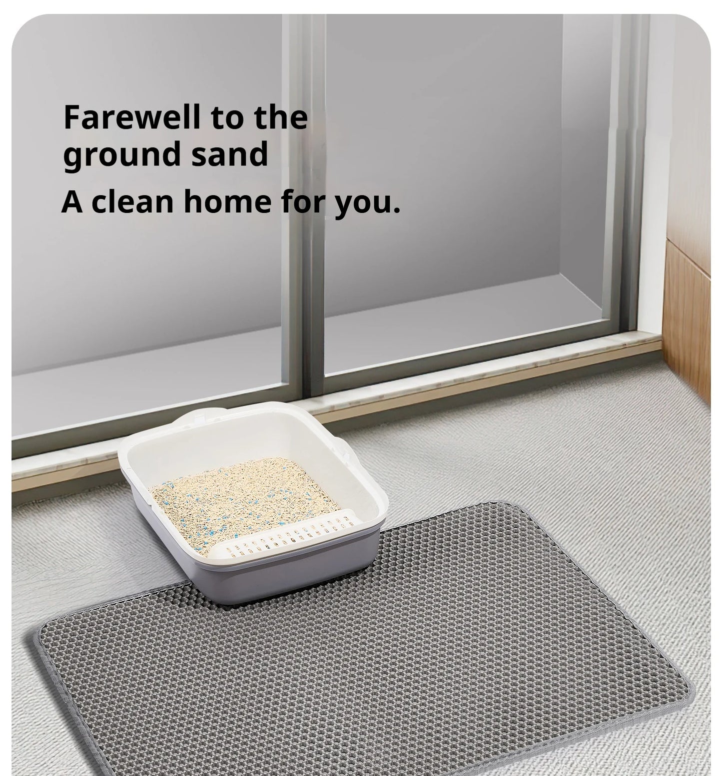 eep your home a sanctuary of comfort. This premium double-layer mat gently traps litter, keeping paws clean and floors pristine. Waterproof, non-slip, and durable—because your cat deserves the best and you deserve a mess-free, beautiful home. 🐾✨