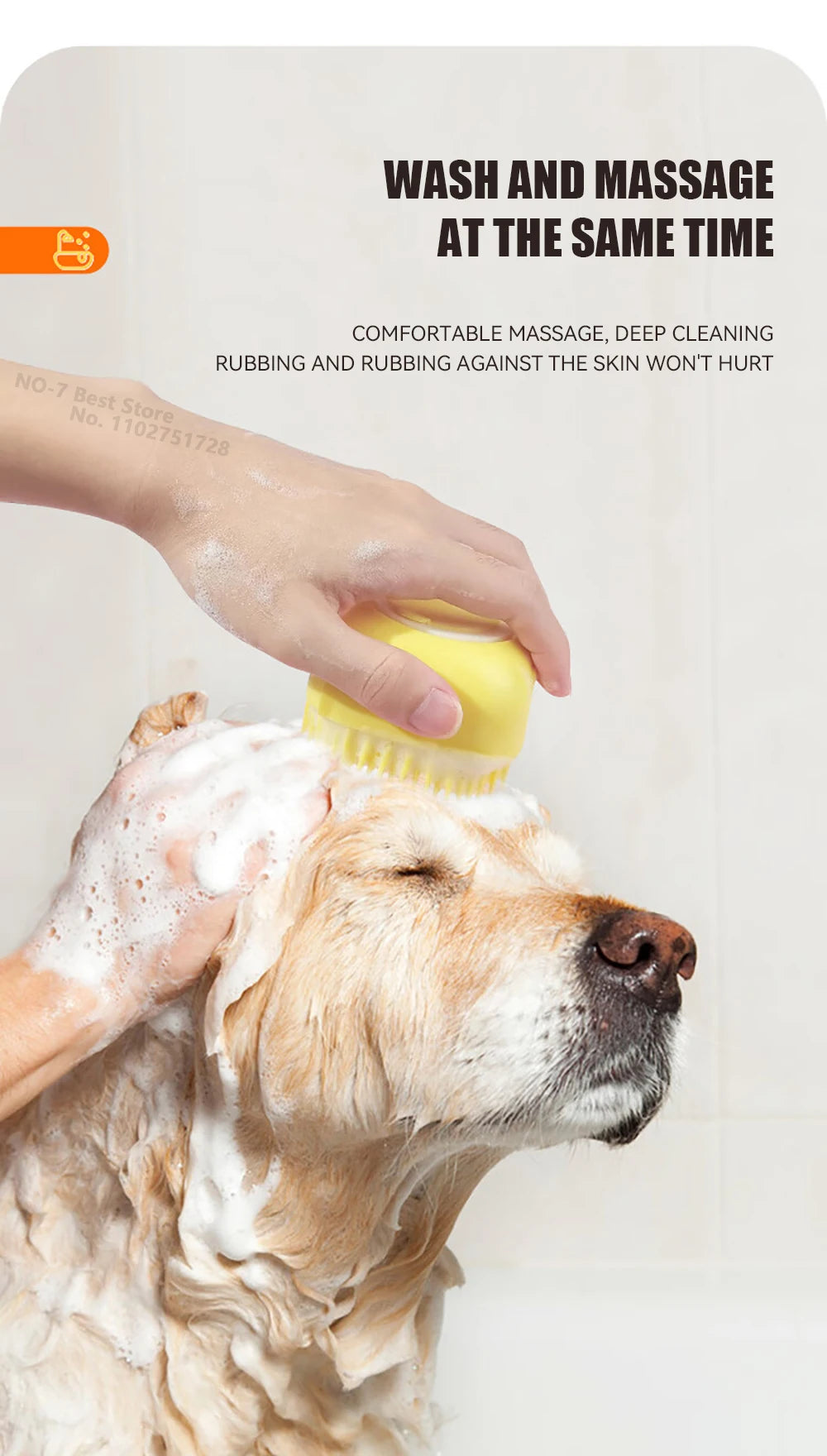 Turn bath time into a moment of pure bonding. This soft silicone brush gently massages your pet while the built-in dispenser ensures a deep, soothing clean. Give them the spa treatment they love and keep their coat shining with every gentle stroke. 🐾✨