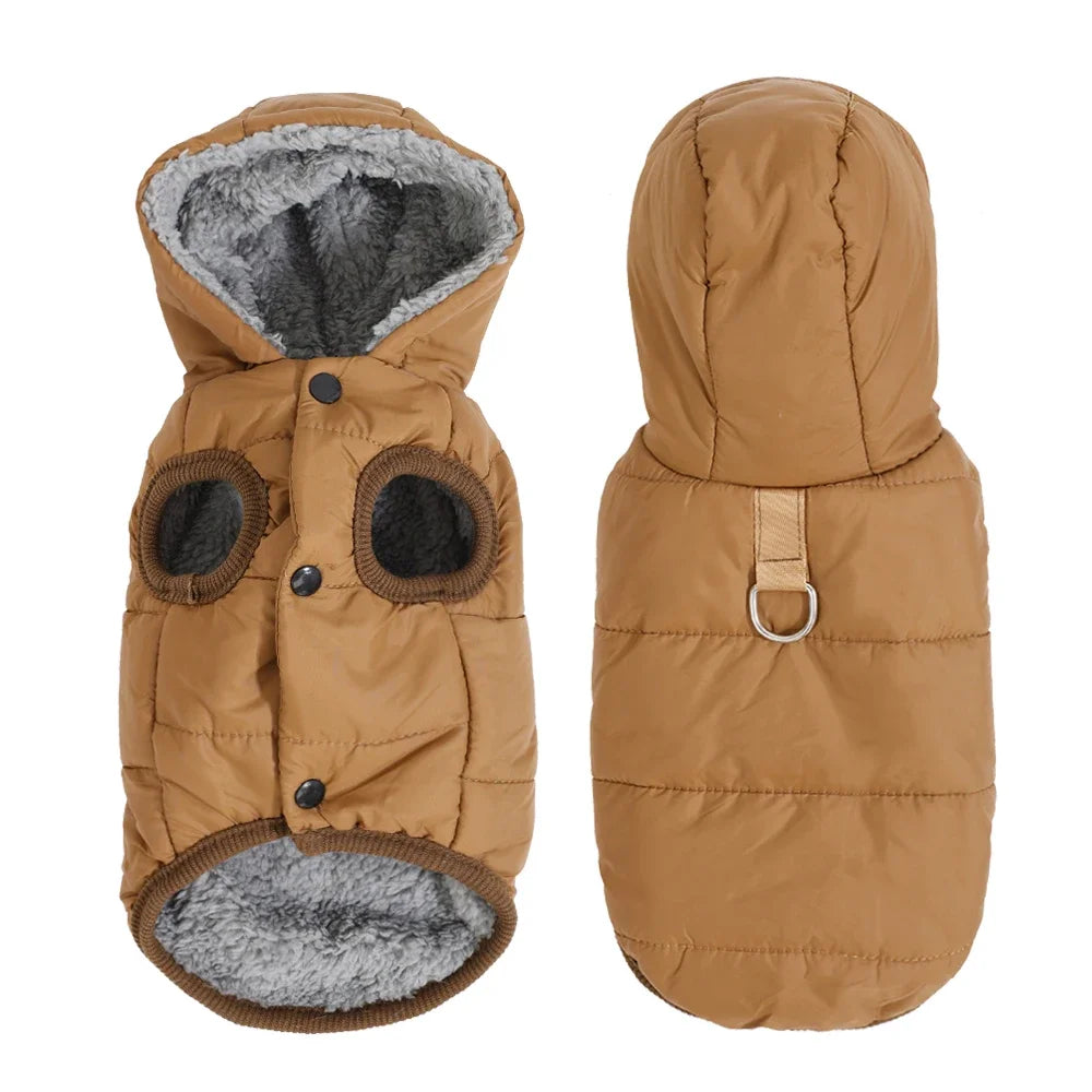 Keep your pet warm, dry and comfortable all winter. This thick, waterproof hooded jacket features soft fleece lining for cosy warmth, perfect for small and medium dogs or cats. Ideal for chilly walks and cold days.