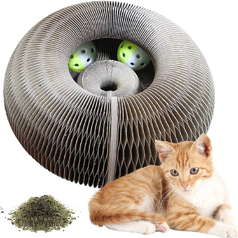 Bring fun and comfort to your cat with this Foldable Magic Organ Scratching Board. Made of durable, recyclable cardboard, it satisfies scratching instincts, offers a cozy rest spot, and keeps playtime interactive and engaging every day.