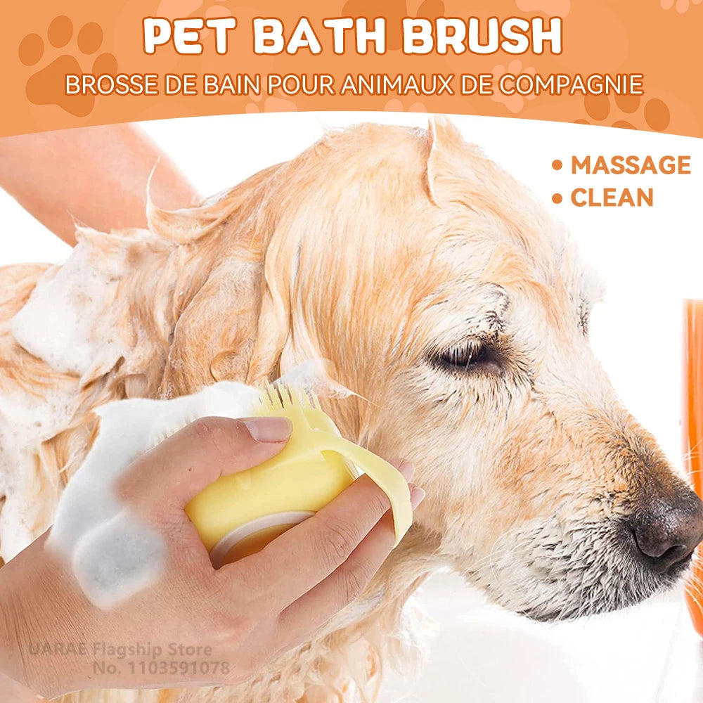 Turn bath time into a moment of pure bonding. This soft silicone brush gently massages your pet while the built-in dispenser ensures a deep, soothing clean. Give them the spa treatment they love and keep their coat shining with every gentle stroke. 🐾✨