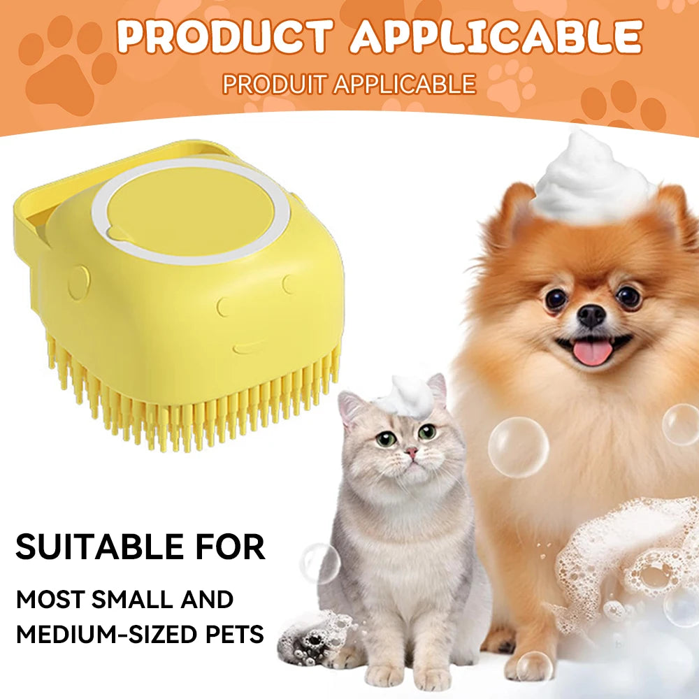 Turn bath time into a moment of pure bonding. This soft silicone brush gently massages your pet while the built-in dispenser ensures a deep, soothing clean. Give them the spa treatment they love and keep their coat shining with every gentle stroke. 🐾✨